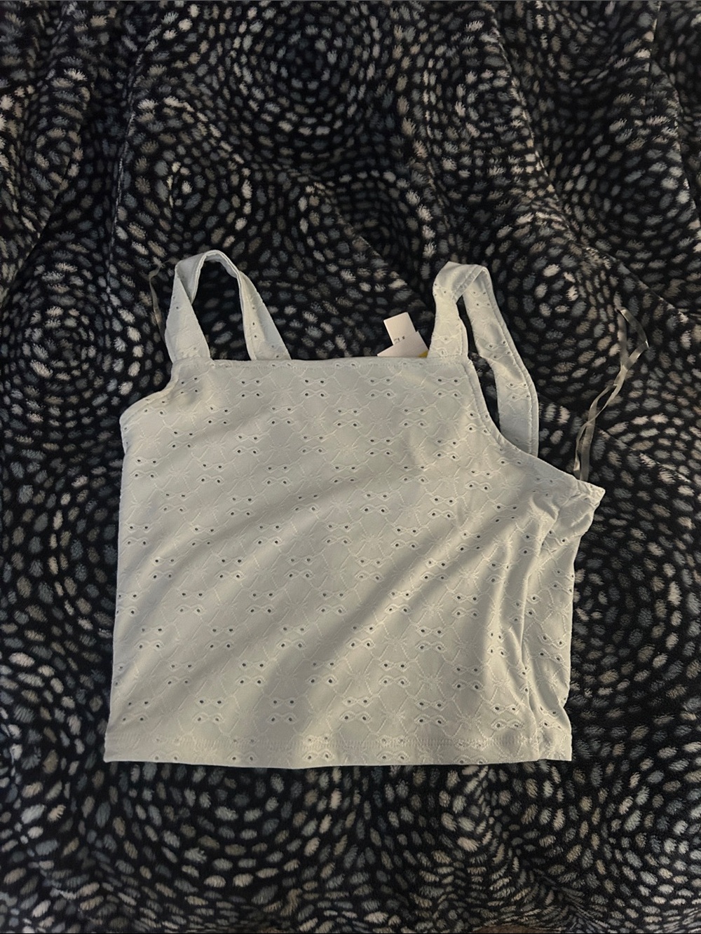 Women's Light Blue Eyelet Square-Neck Camisole
